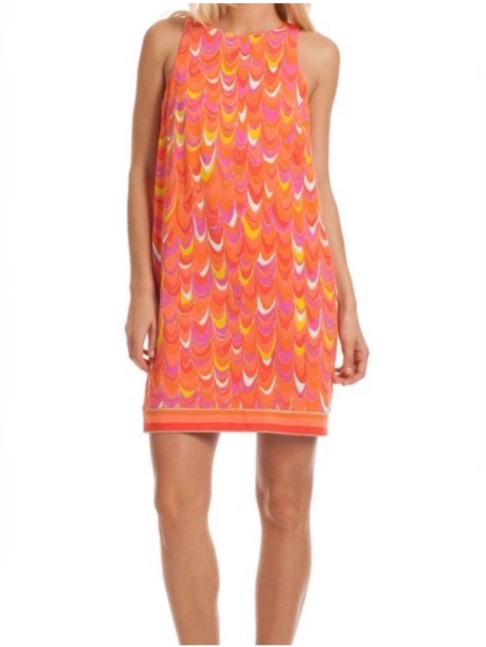 Trina Turk Orange Pink Yellow Patterned Shift Dress